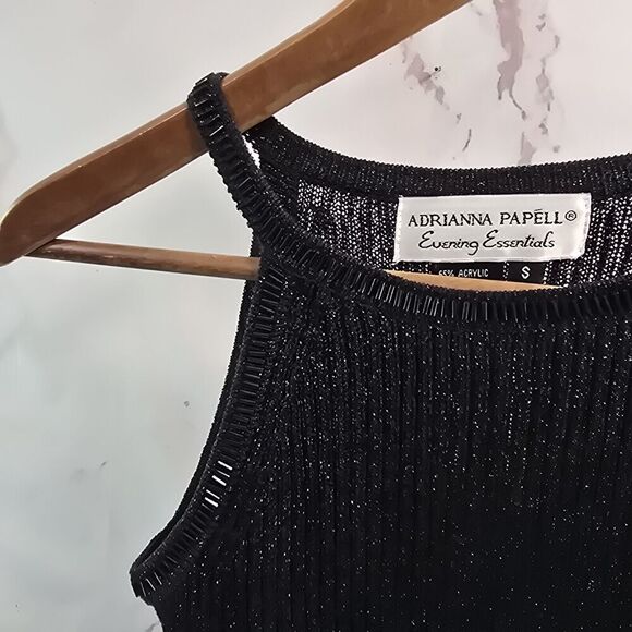 Adrianna Papell Cardigan Womens Small Black Sparkle Shimmer Metallic Tank Set - Picture 10 of 15